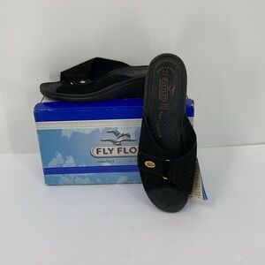 Fly Flot Silvia slide comfort sandal shoe wedge black suede leather new 42 11